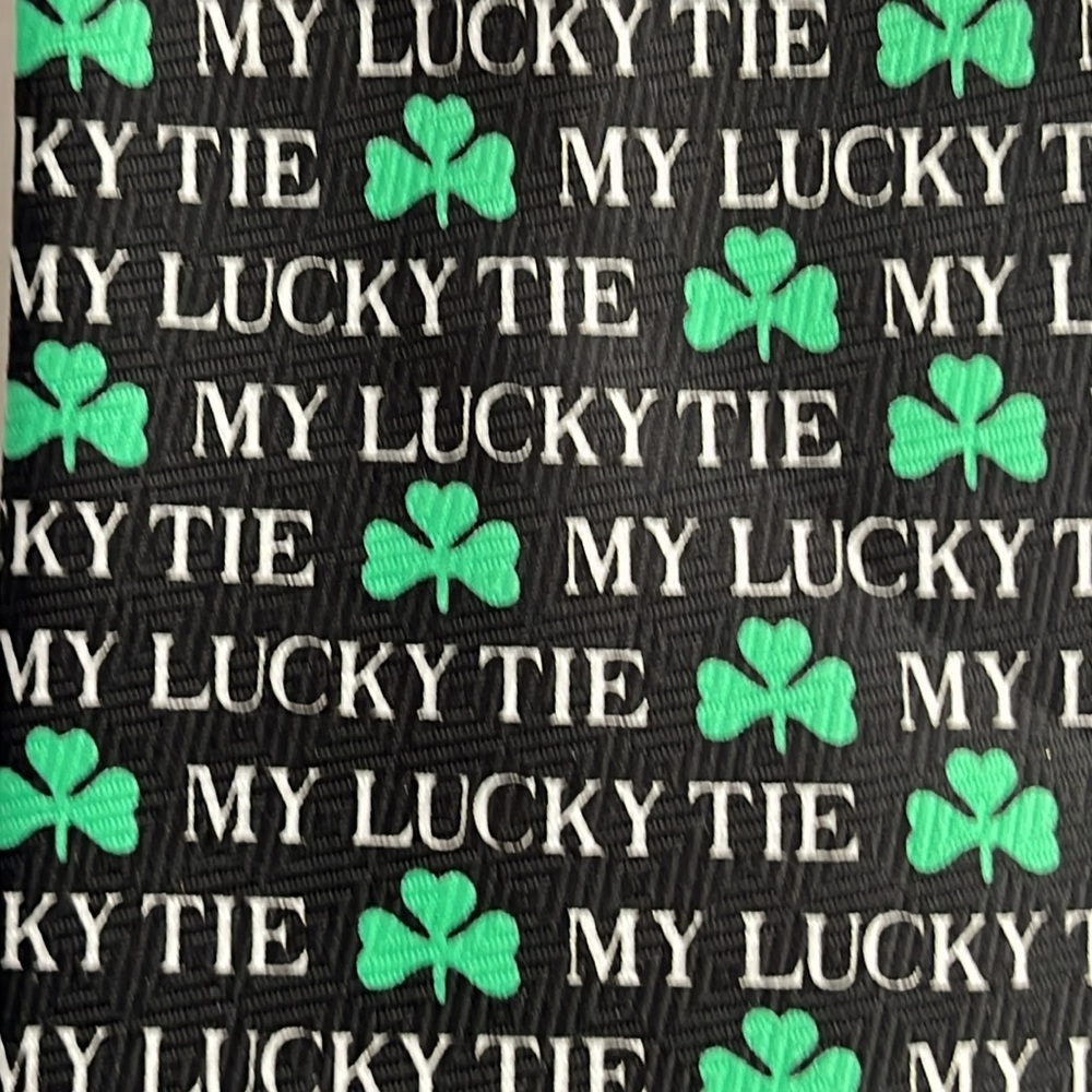 Men’s Tie My Lucky Tie Shamrocks A Rogers Handmade St Patrick’s Day - Picture 2 of 5